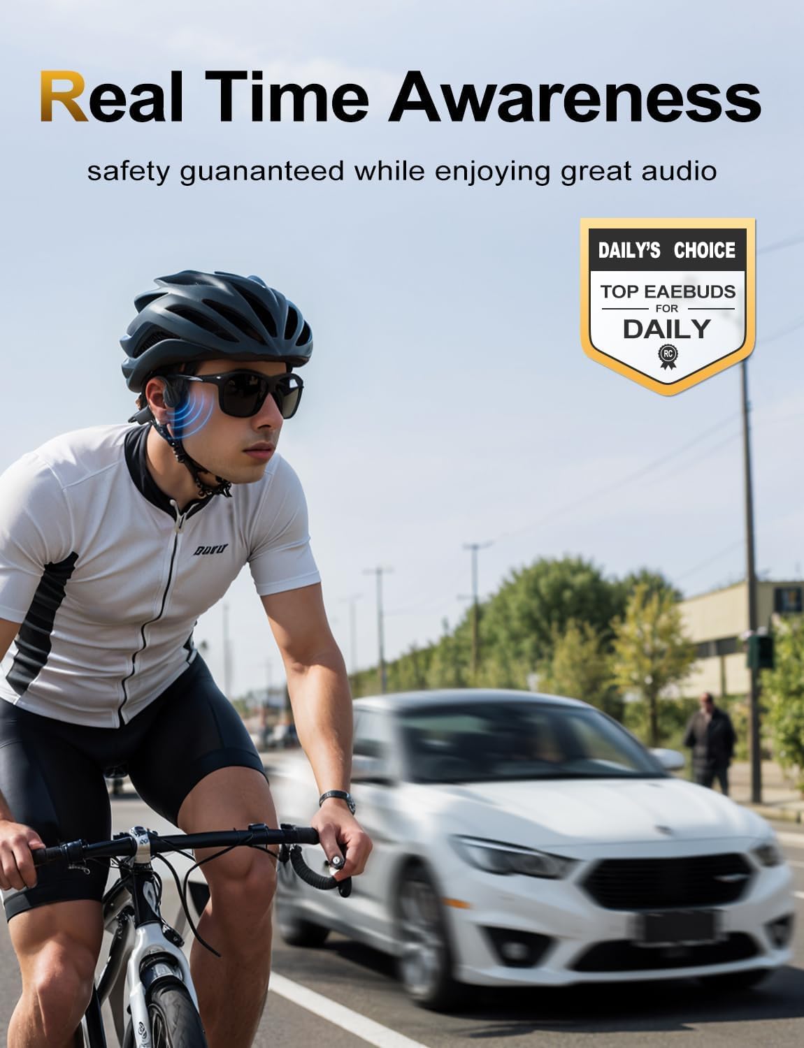 Casque de sport léger à conduction osseuse avec micro intégré pour plus de confort, étanchéité IPX5, pour la course, le cyclisme, la conduite