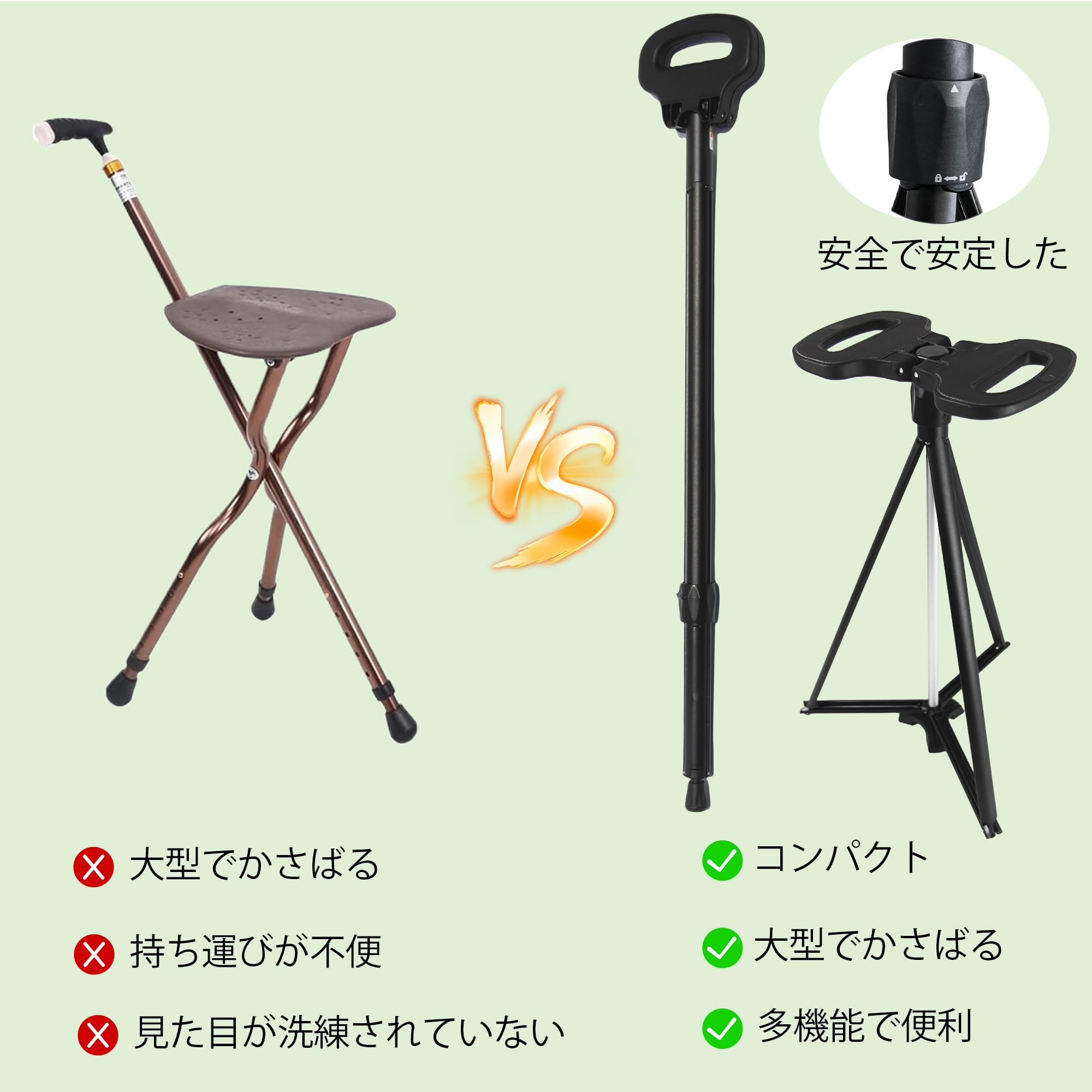 Amazon.co.jp: LOCYOP ステッキチェア ステッキ椅子 折りたたみ