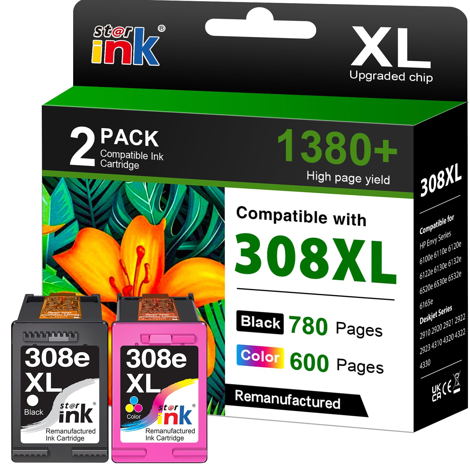 Starink 308xl wkłady do drukarek HP 308 XL Envy 6132e 6120e,2 P