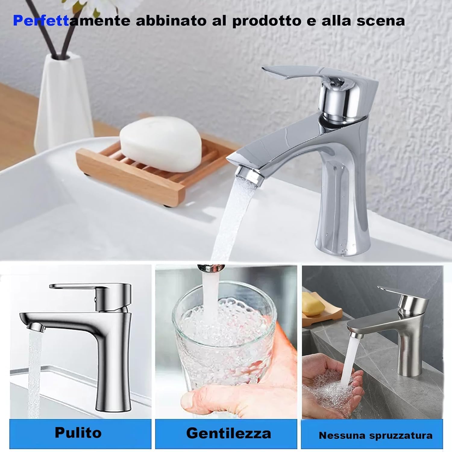 XWIHTR Rubinetto da bagno caldo e freddo in acciaio inox con cartuccia ceramica silenziosa, monocomando, miscelatore a risparmio idrico per lavabo per bagno, lavabo, angolo cottura (spazzolato)