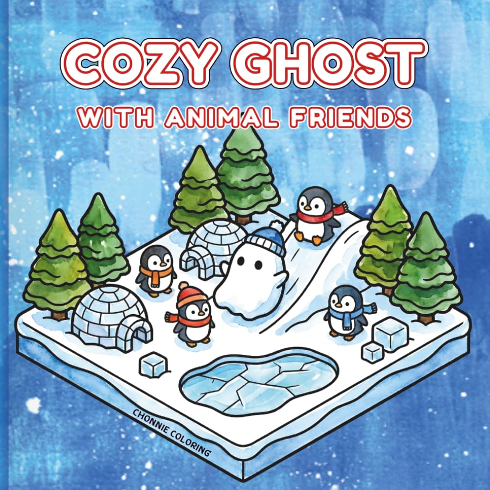 Cozy Ghost with Animal Friends: A Kawaii Isometric Coloring Book Featuring Cute Spooky Spirits and Adorable Pet Companions for Kids, Teens, and Adults