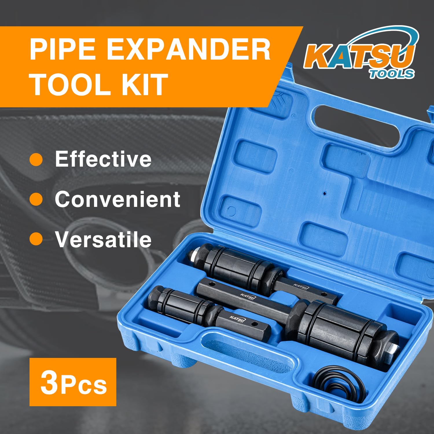 KATSU Tools Coffret 3 pcs élargisseur de tuyau d’échappement – acier forgé, kit universel pour systèmes échappement, silencieux, camions et véhicules