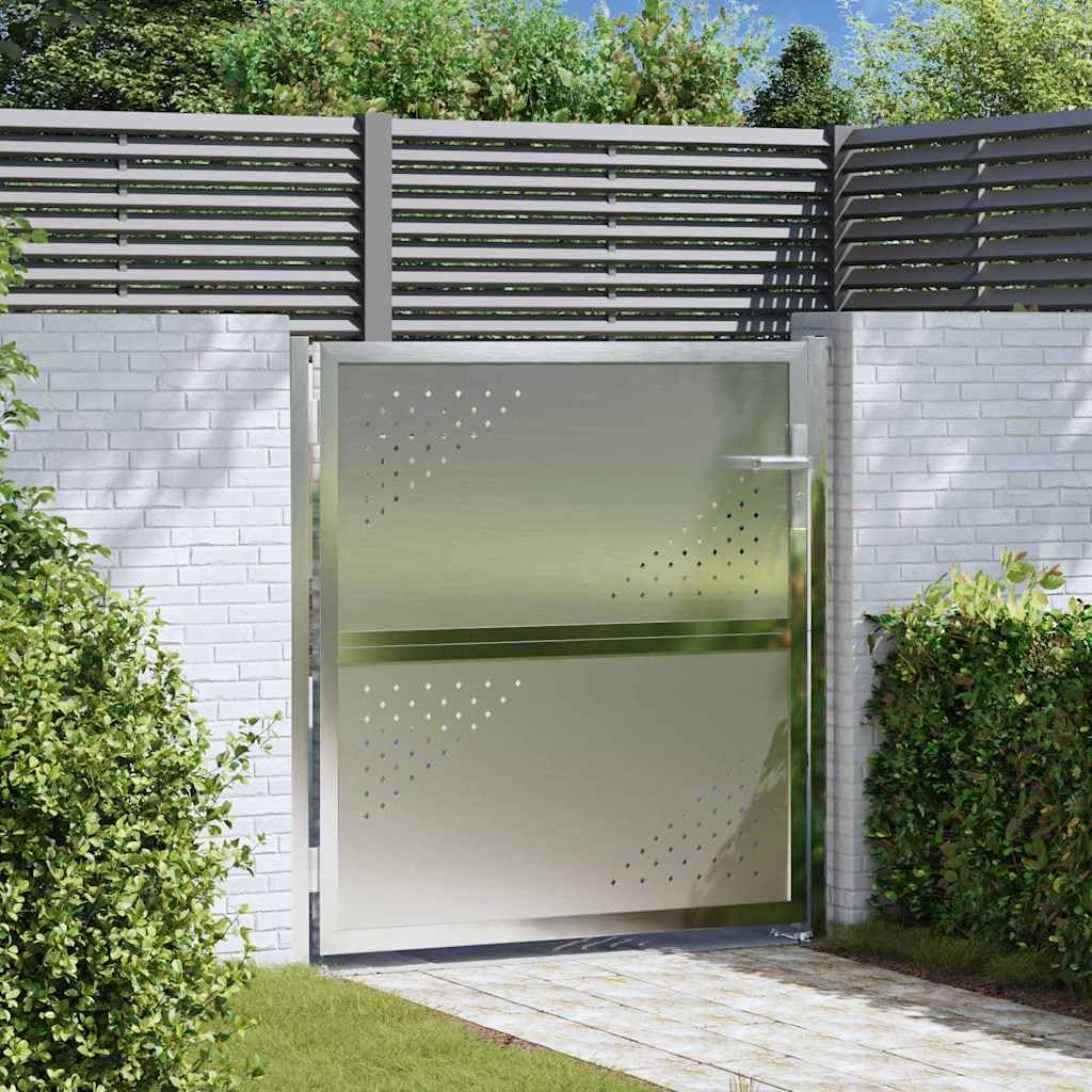 vidaXL Gartentor Edelstahl 85 x 97 cm Silber mit Schloss