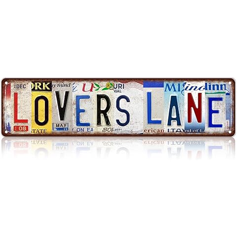 Vintage Lovers Lane Wall Decor Street Signs Home Bar Coffee Metal Tin Signs 16 x 4 ...