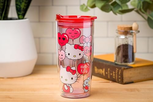 Miniatura 7 de Silver Buffalo Sanrio Hello Kitty - Vaso de viaje de doble pared con diseño de corazón para el día de San Valentín, con tapa de cierre deslizante,