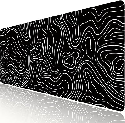 HGWALP Black Topographic Large Gaming Mouse Pad Extended XXL(900 * 400 * 3MM) Mouse Mat Long Desk Pad with Stitched Edges for Keyboard Home Office Gaming Work Big Desk Mat