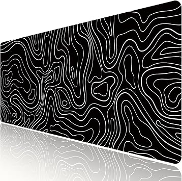 HGWALP Large Gaming Mouse Pad & Extended XXL900 x 400 x 3mm Computer Game Mouse Mat, Long Desk Pad with Stitched Edges for Keyboard Home Office Gaming Work Big Desk Pad-Black Topographic