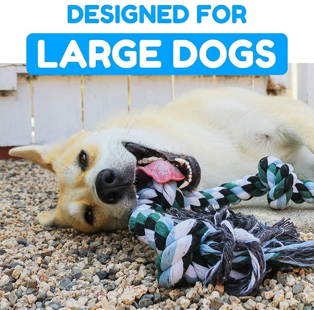 MS PET HOUSE Large Dog Rope Toys for Aggressive Chewers, Cotton Rope Chew Toys for Teething Training, Interactive Tug of War Toy, Strong Dental Cleaning for Large Dogs 3