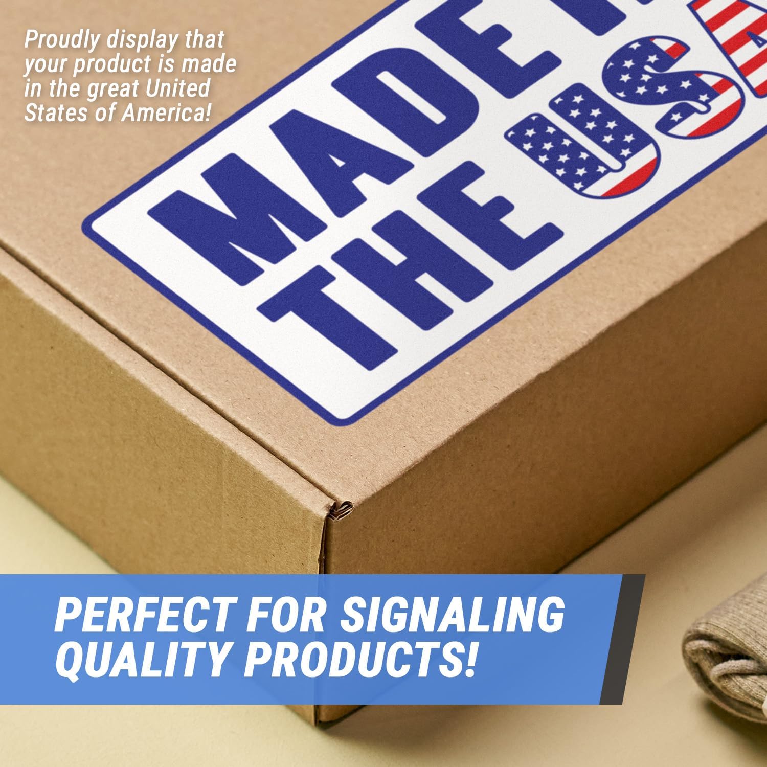 Made in USA Labels (5 x 3 inch, Red, White, Blue - 300 Labels) Manufactured in The USA Stickers for Authenticity & Quality Assurance