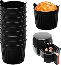 NAROSEBE 10 x Silicone Muffin Moulds, 6.5 x 6.5 cm, Cupcake Air Fryer Moulds, Non-Stick, BPA-Free Individual Egg Mould, Air Fryer Accessories with Handle, for Baking, Kitchen, Bakery