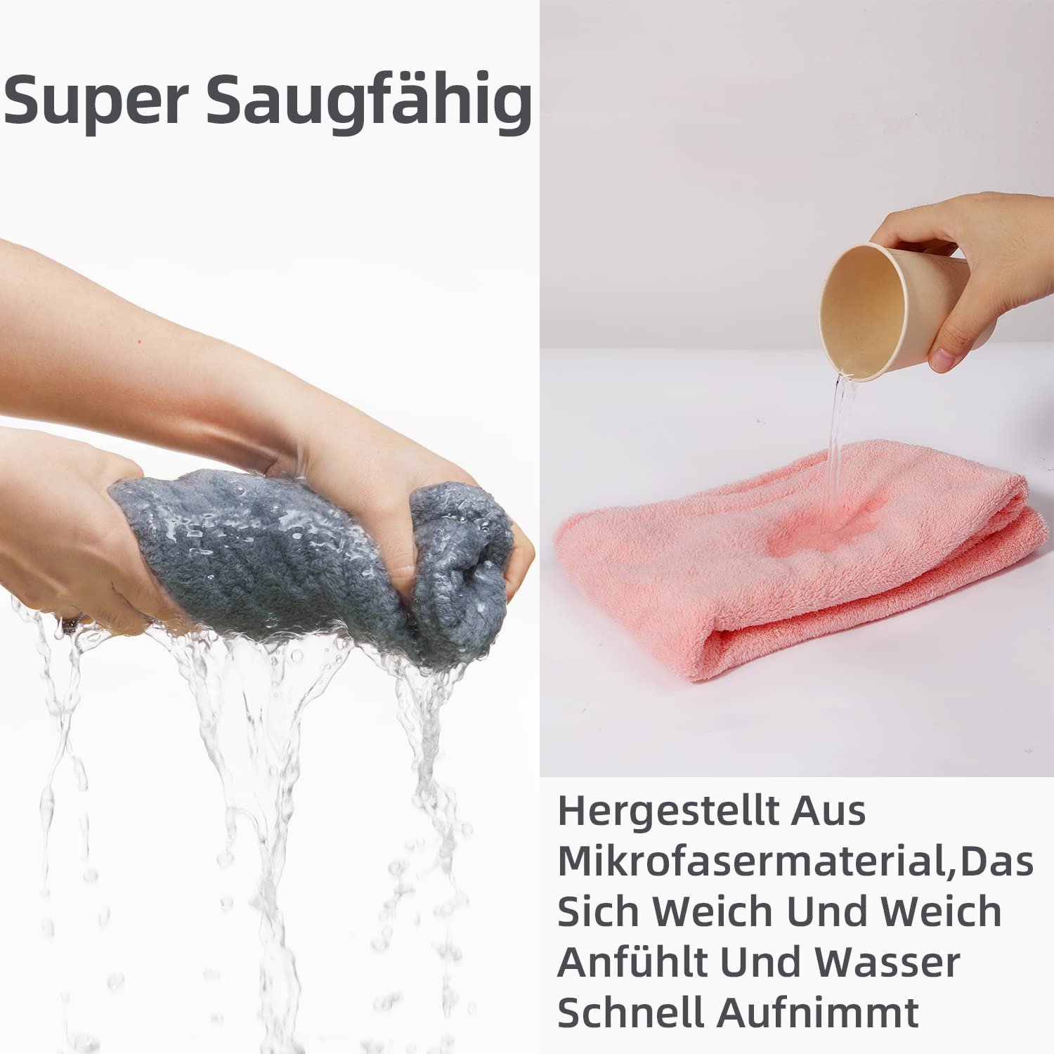 DLPRK 3er Set Mikrofaser Haarhandtücher Mit Schleife – Schnelltrocknend, 60x40 Cm, In Braun, Rosa, Lila