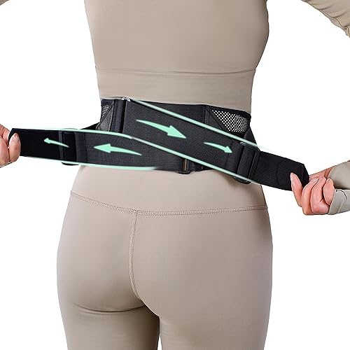 Cinturón de espalda y cadera sacroilíaca para mujeres y hombres, cinturón estrecho de soporte lumbar de malla transpirable que alivia el dolor