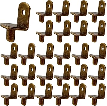 50 Pack Shelf Support Pegs, 6mm Metal Nickel L-Shaped Support Pegs with Hole, Cabinet Support Pins for Furniture Shelves Bracket, Bronze