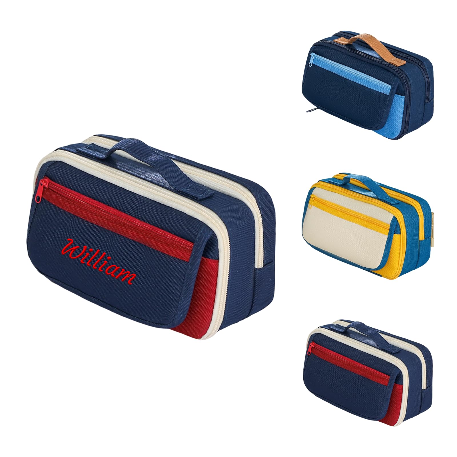 Personalized Pencil Case with Name Embroidery, Pencil Pouch, Red