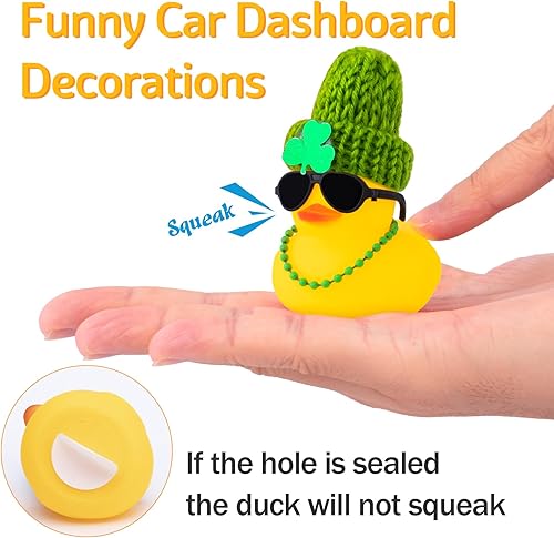 Miniatura 5 de wonuu Pato de goma decoraciones del día de San Patricio, patos de goma verdes, suministros de regalos de patos de la suerte, sombrero de tréboles