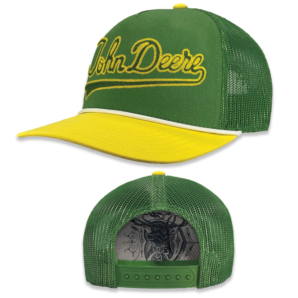 Casquette de baseball John Deere vert brodé en taille unique style trucker - 2