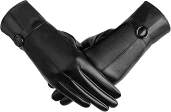Womens Winter Leather Gloves, Touchscreen Texting Driving