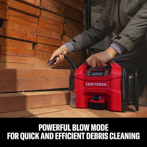 Miniatura 6 de CRAFTSMAN Kit de inflado de neumáticos 3 en 1 con batería y cargador, compresor de aire portátil de 160 PSI, aspiradora de automóvil y soplador de