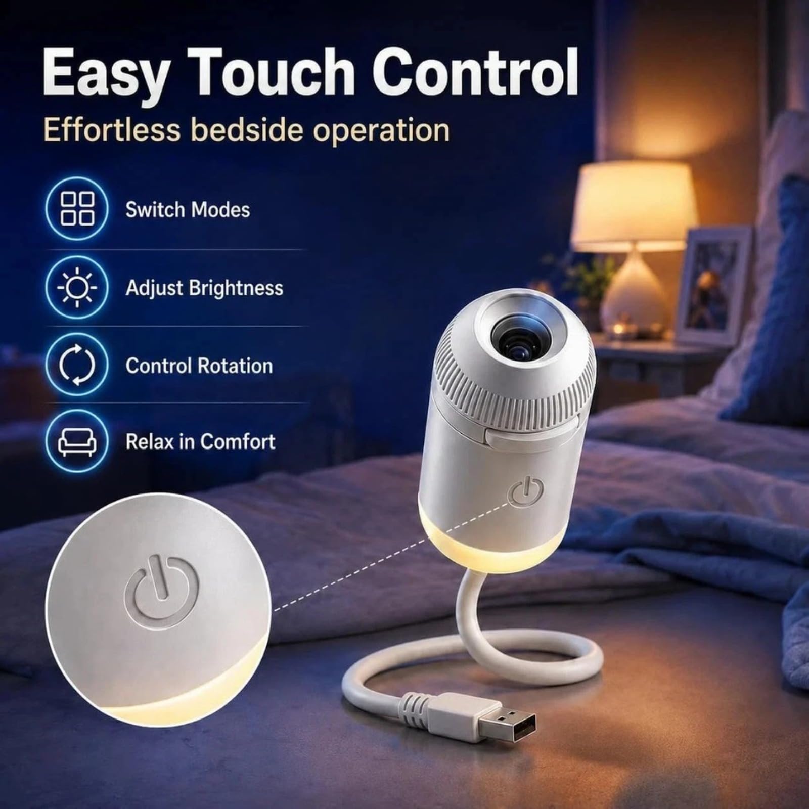 Comauo Nachtlicht Projektor 2-in-1 Sternenhimmel-Projektor, Sternenprojektor Auto & Schlafzimmer USB, 360° (12 Projection Films)