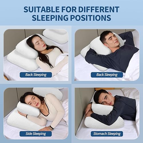 Miniatura 4 de Almohada cervical ergonómica para aliviar el dolor de cuello, almohada de contorno para personas que duermen de lado, espalda y estómago con