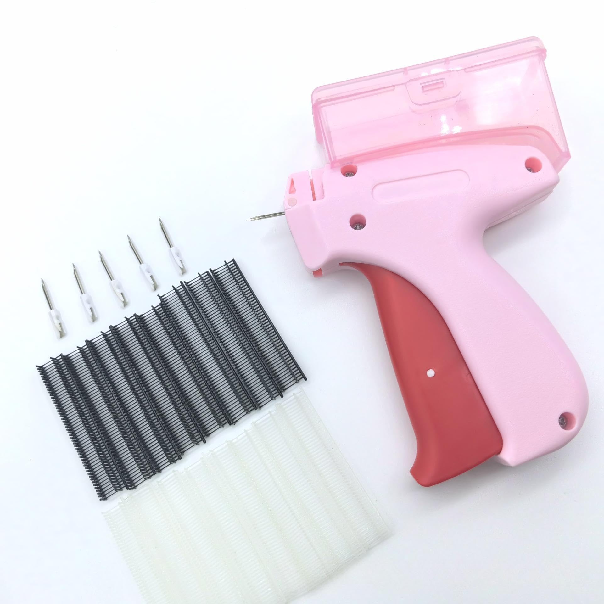 Quick Clothing Fixer with Storage Box, Speedy Tagging Gun for Clothes, Handheld Tag Attacher Gun with 5 Needles, 1000 Black & 1000 White Fastener, Retail Hang Garment Label