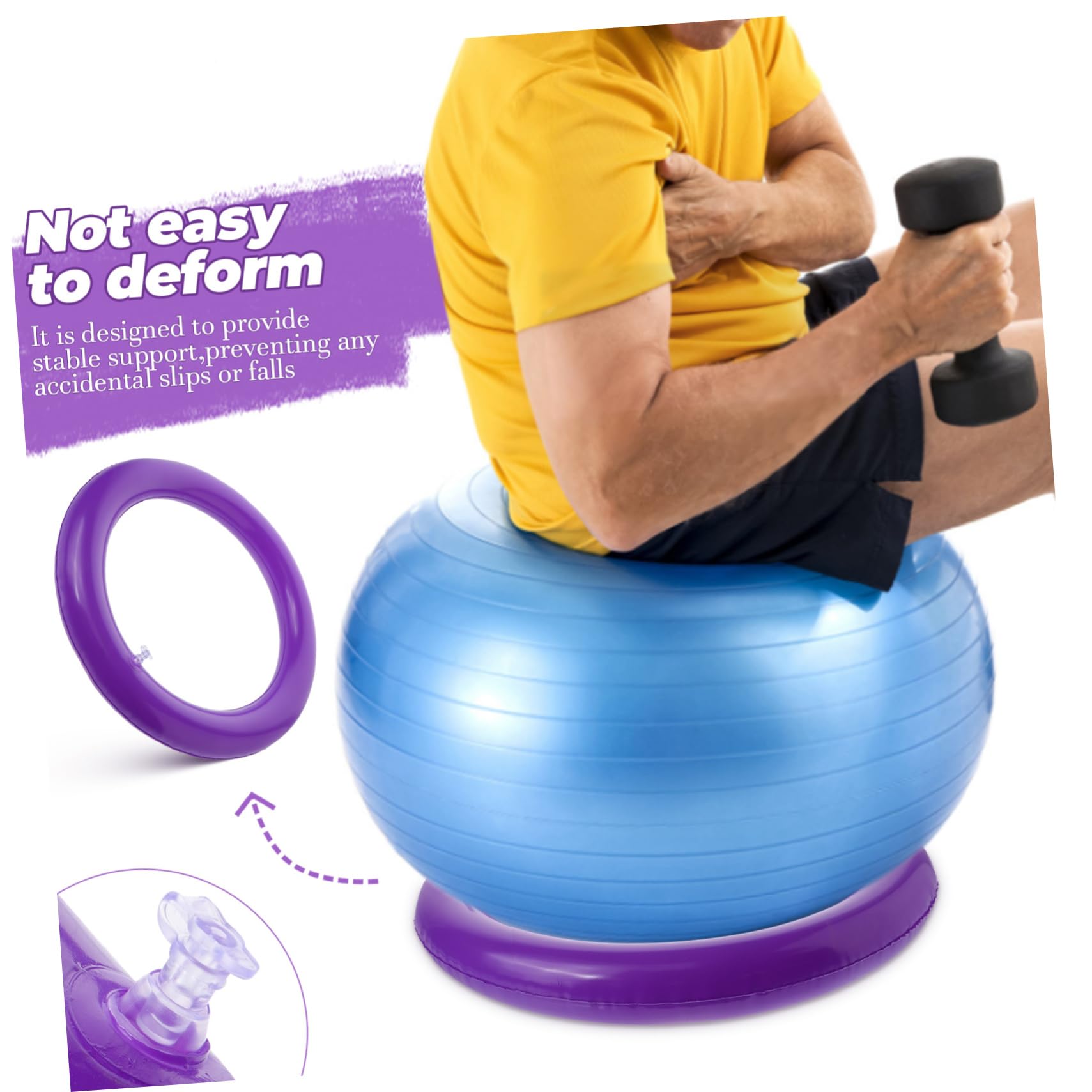 BESPORTBLE Base per Palla Yoga Base a Sfera Gonfiabile Anello Stabilizzante per Palla Yoga Sedile Yoga Base della Palla Fitness Sedia a Sfera per Allenamento PVC Viola,Porpora