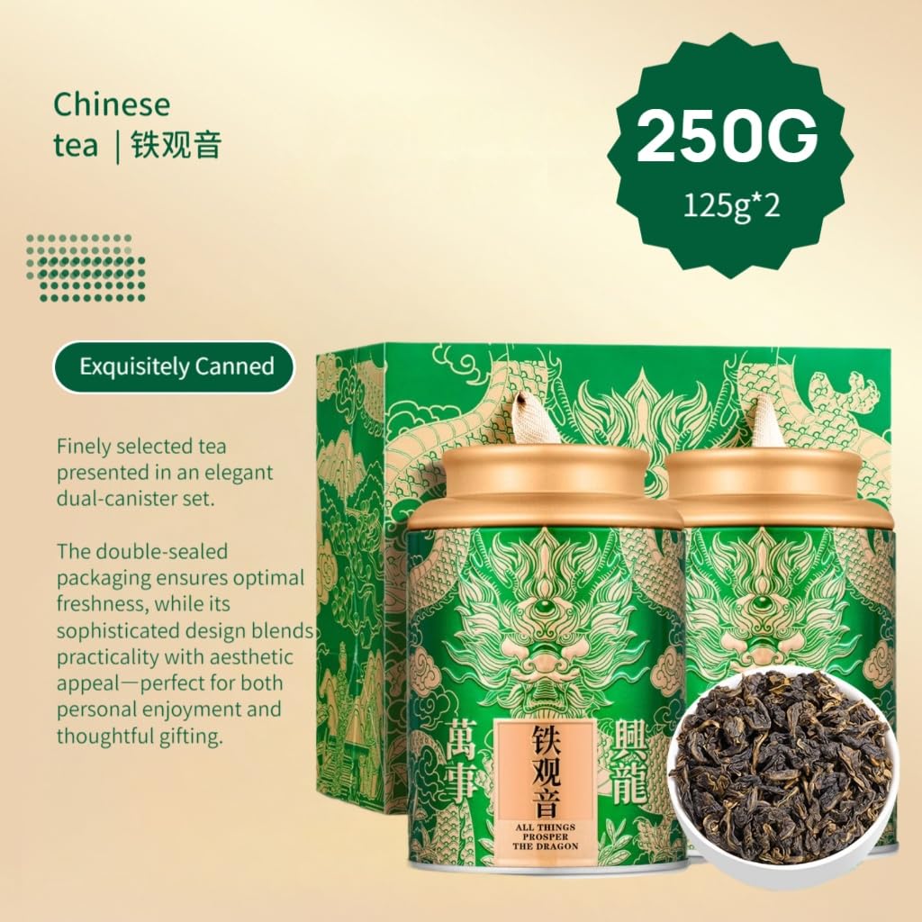 Tè Oolong Premium Tieguanyin Di Anxi | Aroma Intenso Senza Additivi | Tè Cinese Naturale in Foglie Sfuse | 250g / 8,82oz