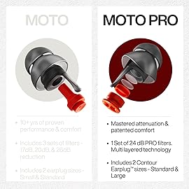 EARPEACE Moto PRO - Motorcycle Ear Plugs - Reusable Earplugs for Wind Noise Protection with High Fidelity Filter - Noise Canceling up to 24dB - Motorcycle Accessories - Includes Filter Set and Case