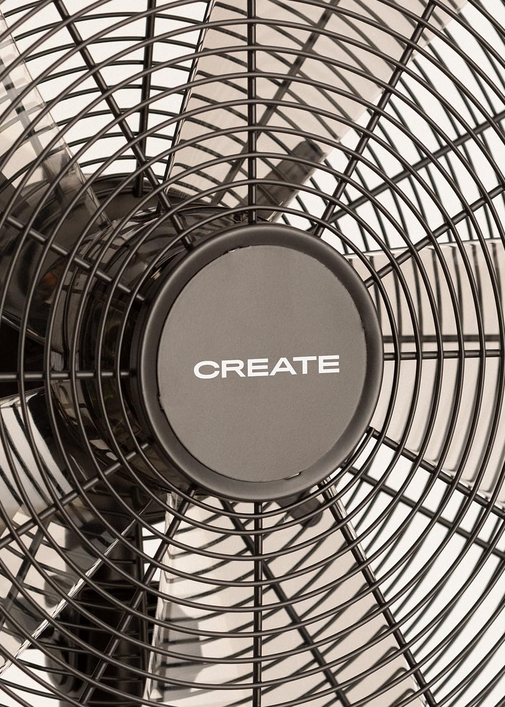 CREATE / AIR STAND WOOD/Oszillierender Standventilator Schwarz / 50W, höhenverstellbar und regulierbar, 3 Geschwindigkeiten, Sicherheitssystem, Ø40, Kupfermörtel