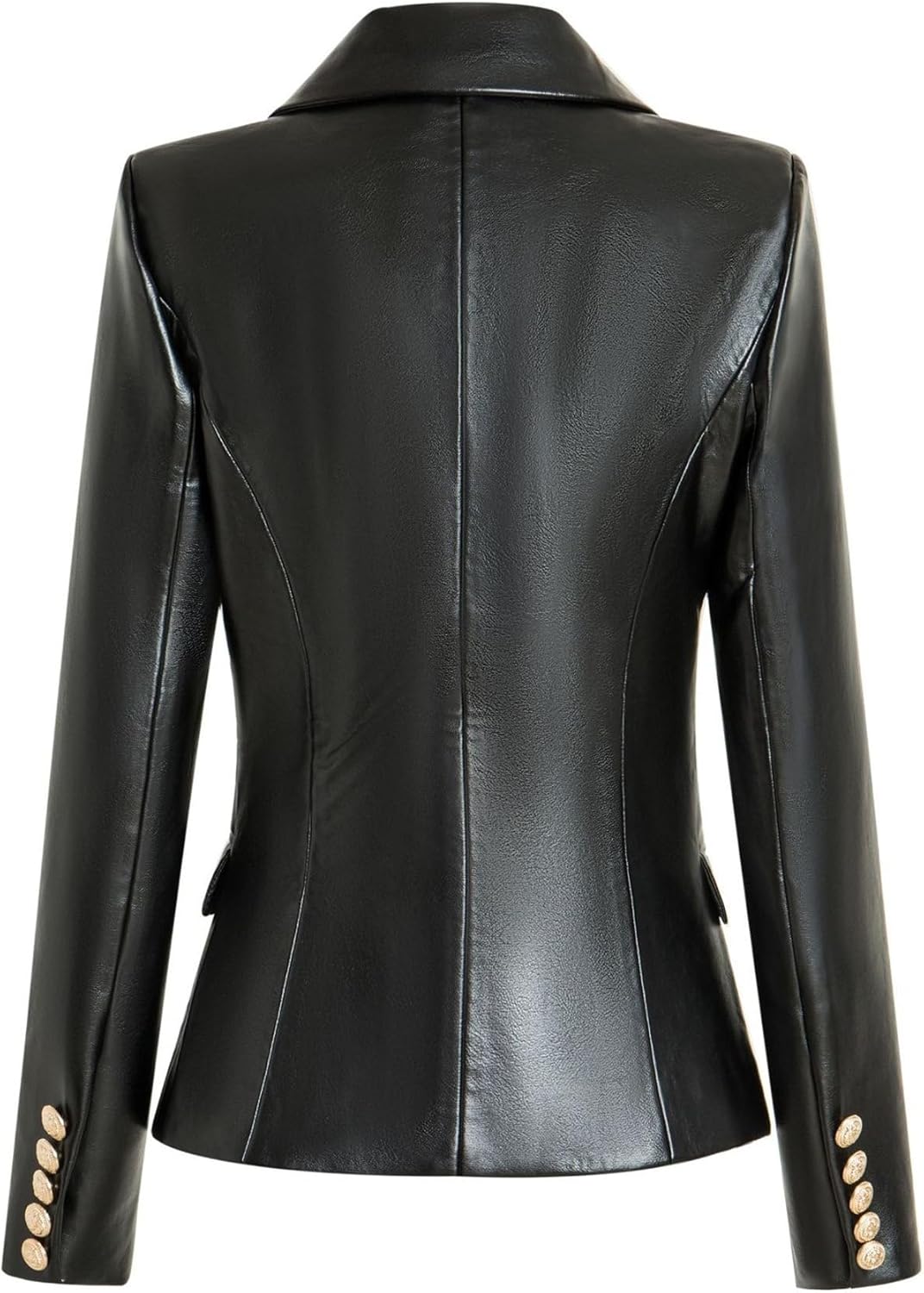 Women's Faux Leather Blazer Collar Coat Button Down Vintage Coat Jacket Slim Fit Solid Outdoor Outerwear