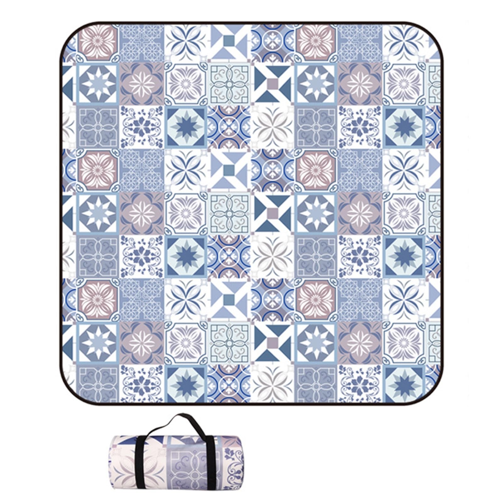 Extra Large Picnic Blanket 300x300, Foldable and Portable Picnic Blanket Waterproof 200x200, 3 Layers Thick Big Tent Carpet with Carry Strap for Camping, Park, Garden, Machine Washable,D,300x300cm