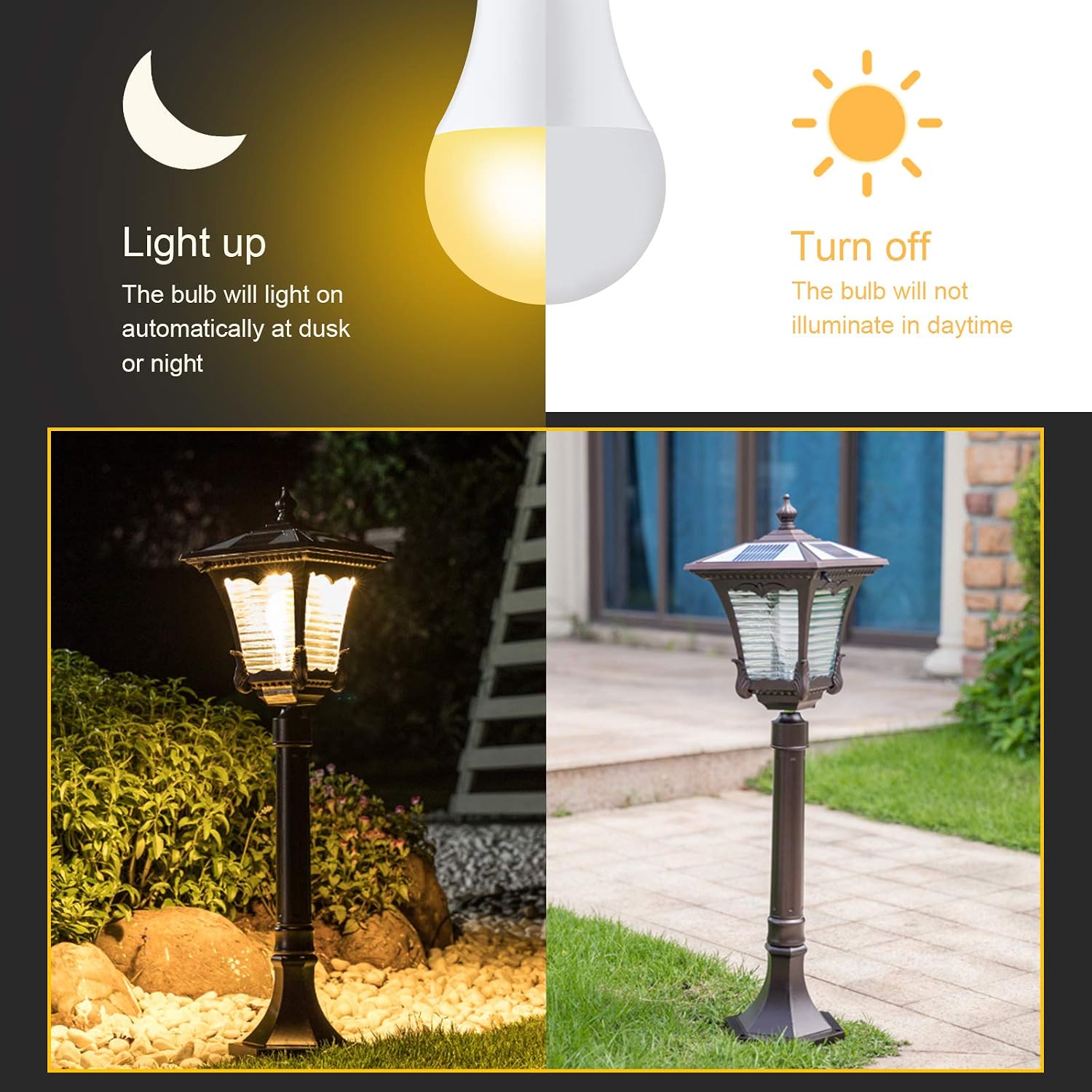Product Deal Ascher Dusk to Dawn A19 LED Bulb Sensor Light Bulbs Automatic On/Off, 60 Watt Equivalent, Warm White 2700K, Smart LED Indoor/Outdoor Security Lighting Bulbs, E26 Base, Pack of 4