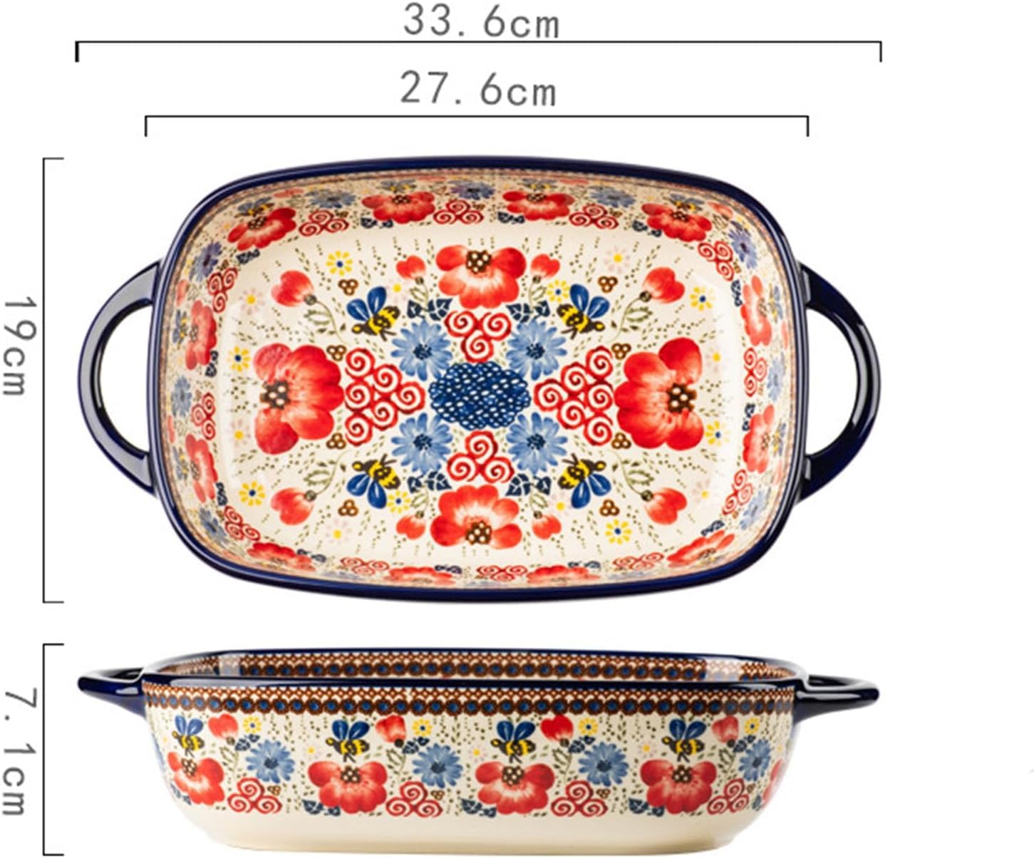 Naczynie Do Pieczenia Lasagne W Stylu Polskim, Prostokątna Forma Do Lasagne Ceramiczna, Naczynia W Stylu Vintage W Kształcie Piekarnika, Tapas Do Ciasta, Kuchenka Mikrofalowa I ża, 1900ml