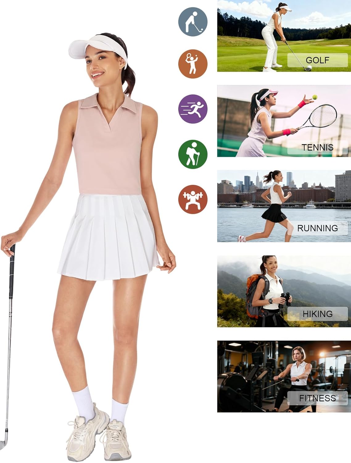 ZANZEA Womens Golf Shirt Polo Collared Sleeveless Tennis Shirts for Women UPF 50+ Sun Protection Cropped Tank Tops - Image 6