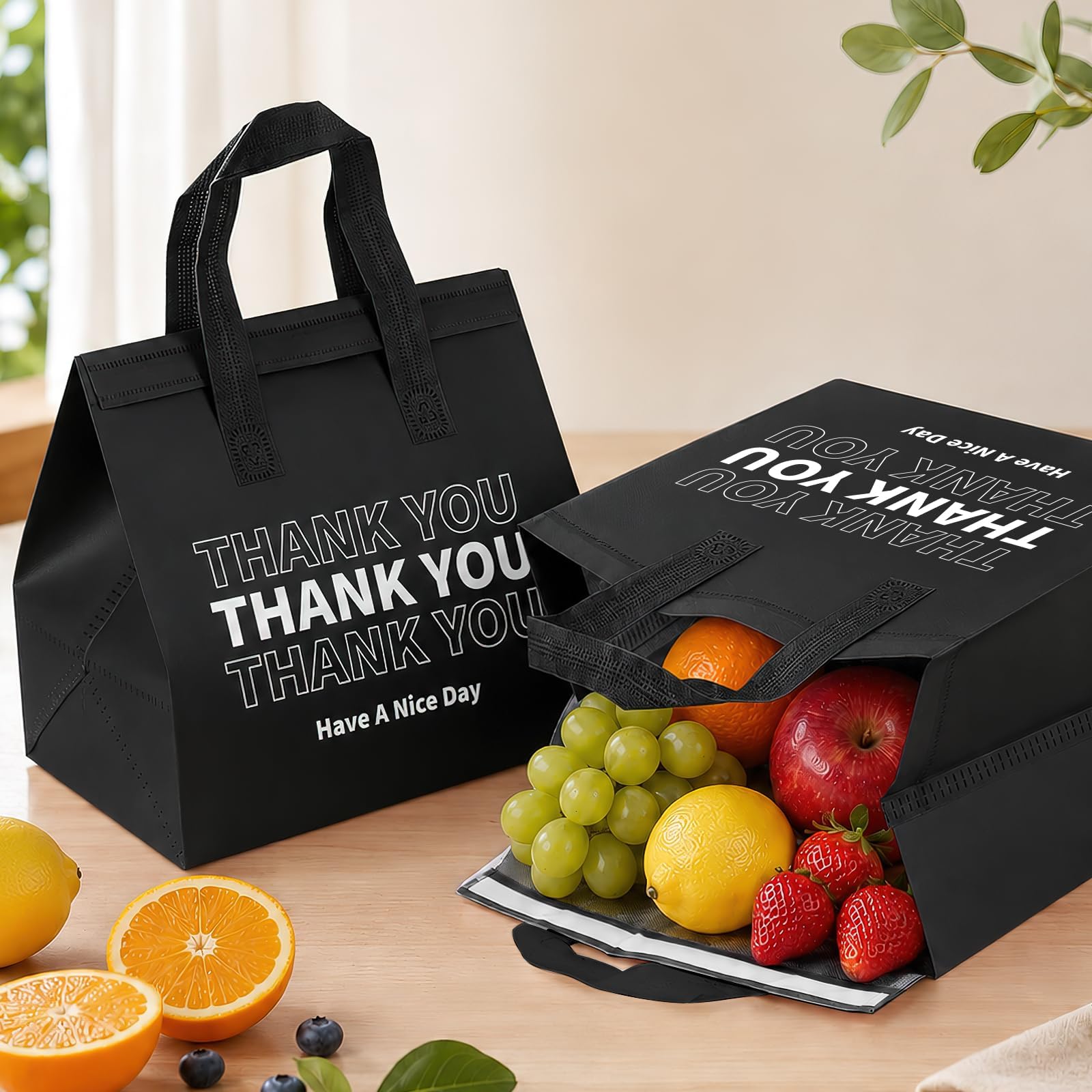 80 bolsas térmicas para gastronomía, con cierre autoadhesivo, para guardar el calor y el frío, para gastronomía, catering y restaurantes, color negro