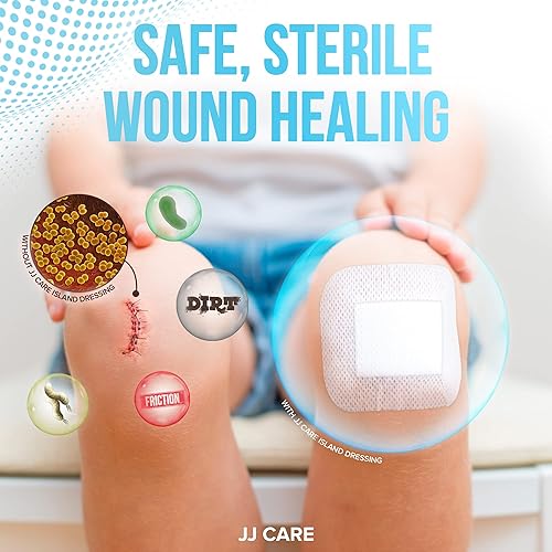 Miniatura 2 de JJ CARE Aderezo adhesivo para isla (paquete de 25), vendaje de gasa con borde estéril 4x4, transpirable, vendajes envueltos individualmente para