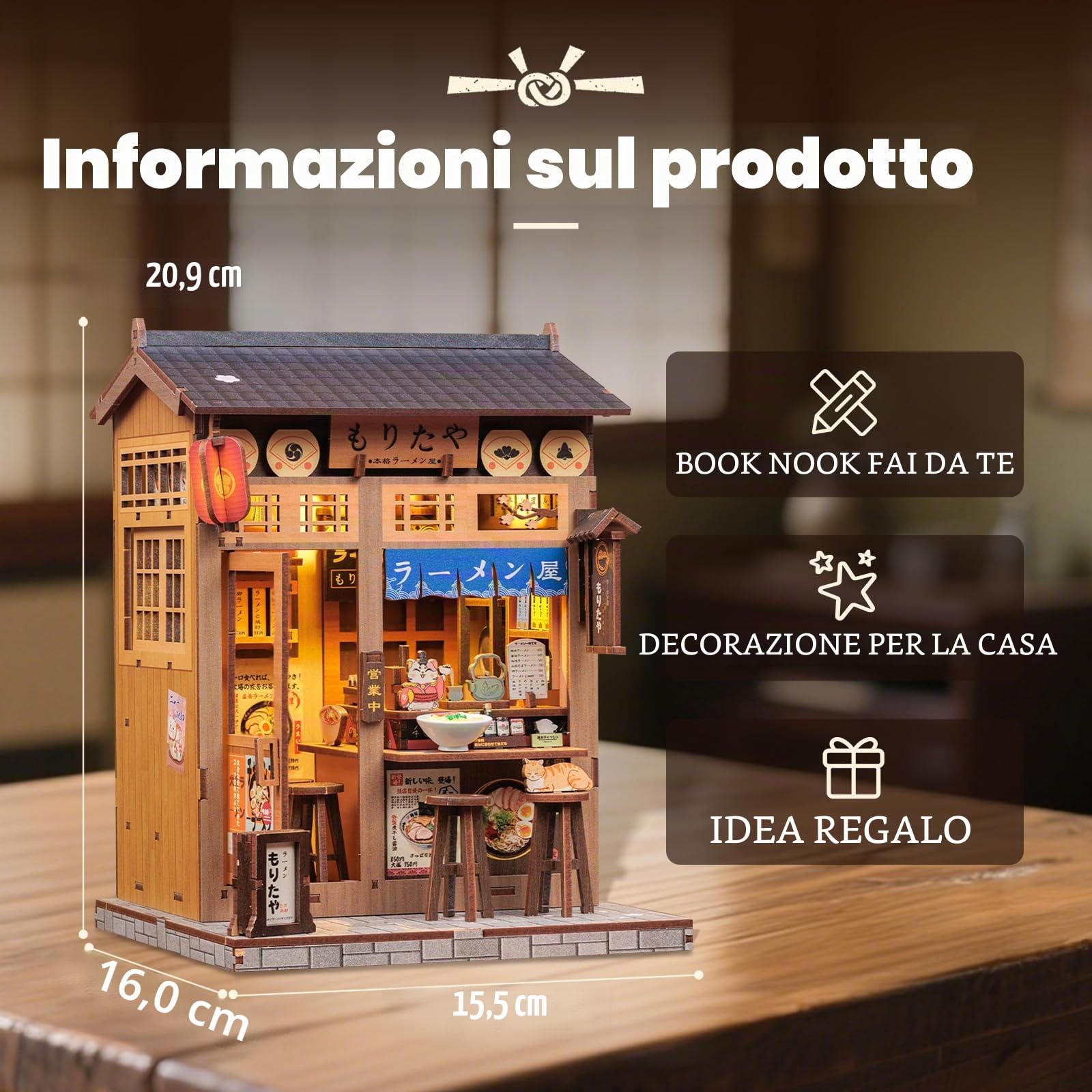 Fsolis Book Nook Kit – Casa delle bambole modello per ragazzi a partire dai 14 anni – Espositore decorativo per libreria e decorazione per la casa | Regalo creativo per giovani hobbisti (Morita-Ya)
