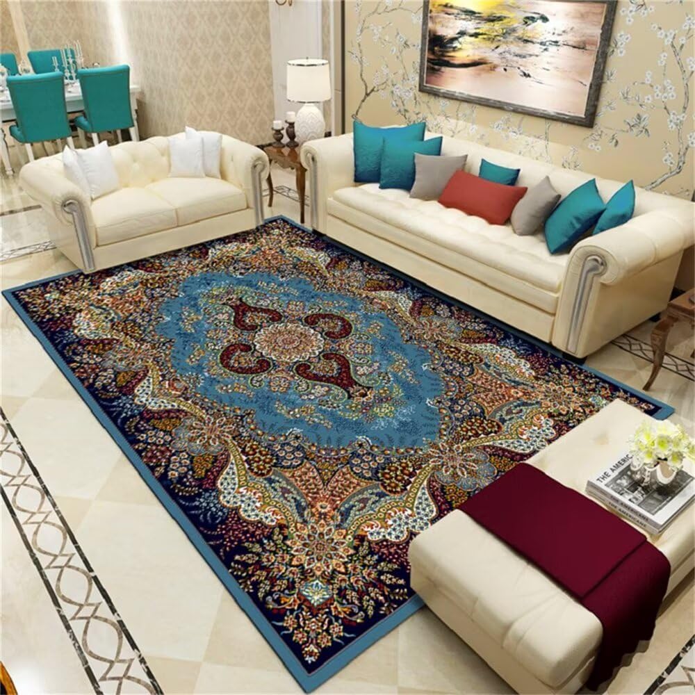 Tapis chambre gris à motif floral rétro pour créer un cocon doux 100X200CM