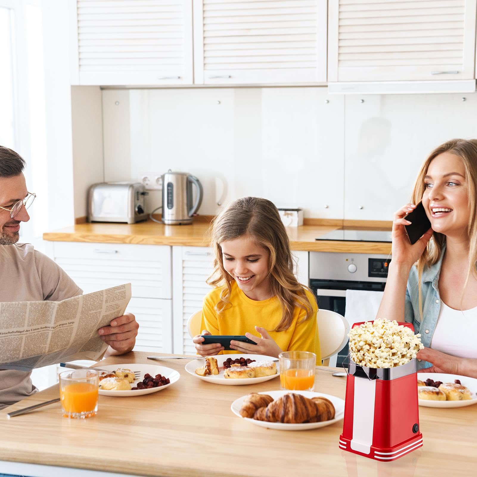 Palomitero Preparación Inteligente Y Automática De Palomitas | Maíz Reventado Gourmet De Cine Con Aire Caliente Cine En Casa, , Reuniones Familiares, Cenas, Niños, Niñas, Adultos