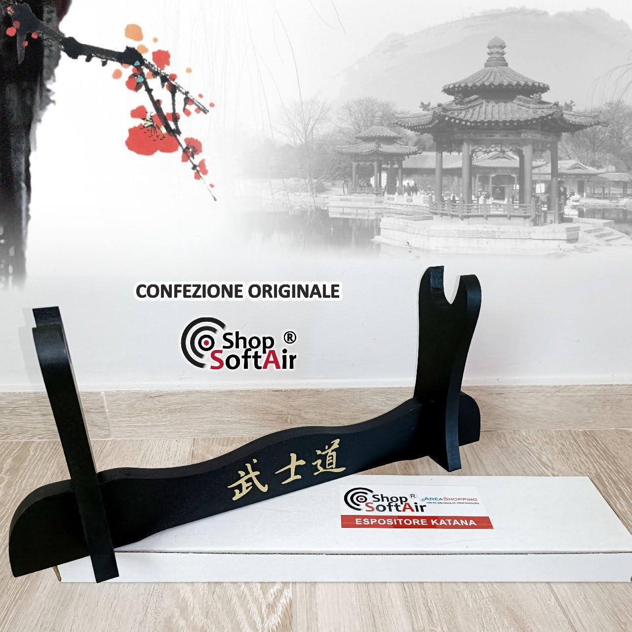 Supporto Piedistallo Espositore in Legno Katana 1 Posto Tavolo