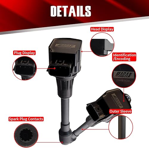 Vista 14 de Juego de 6 bobinas de encendido compatibles con Nissan Infiniti Maxima Quest Pathfinder Murano Altima Q50 QX60 FX35 3.5L V6 UF550
