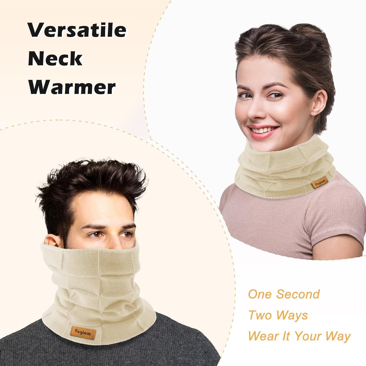 Adults Knit Thermal Neck Warmer Gaiter | Windproof Fleece-Lined Face Mask | Unisex Winter Scarf for Work & Ski Gear - Image 6