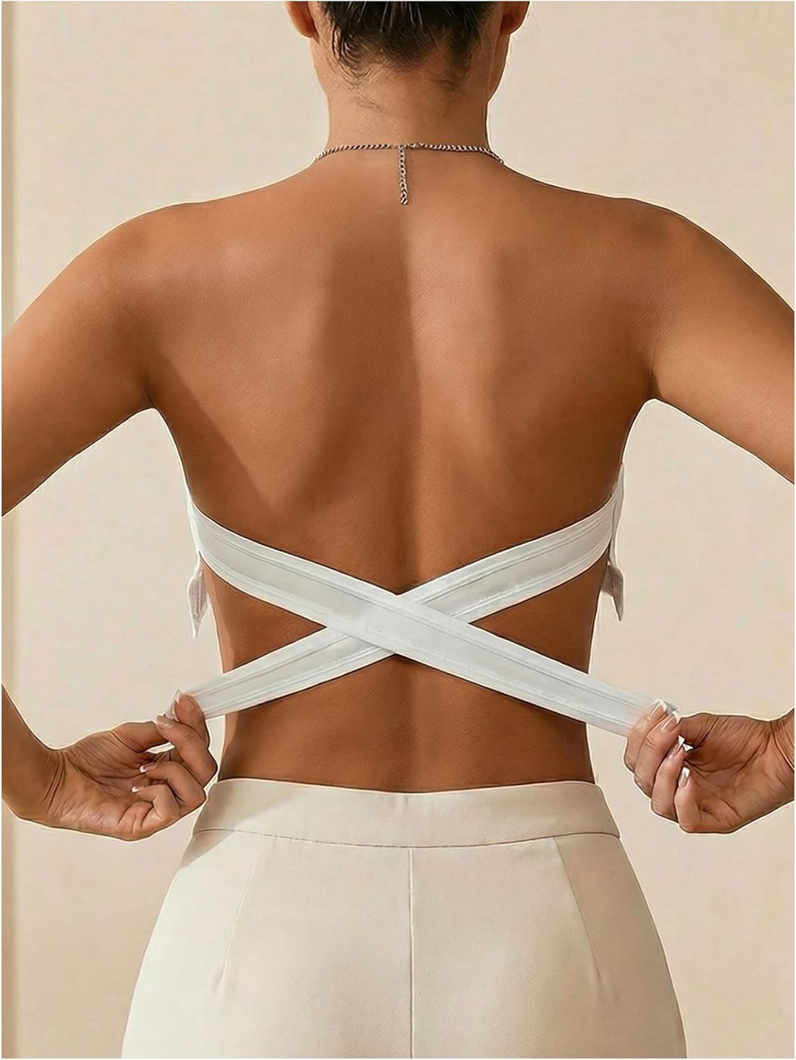 SHENHE Women's Lace Strapless Bras Push Up Bandeau Bra Non Slip Cross Back Wireless Tube Bralette - Image 2