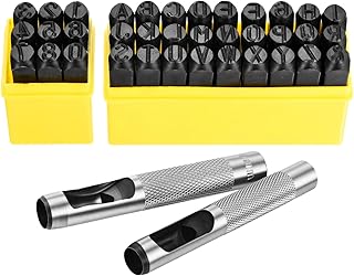 WorkBless 36-Piece Large 10mm Steel Letter & Number Punch Set for Heavy-Duty Marking
