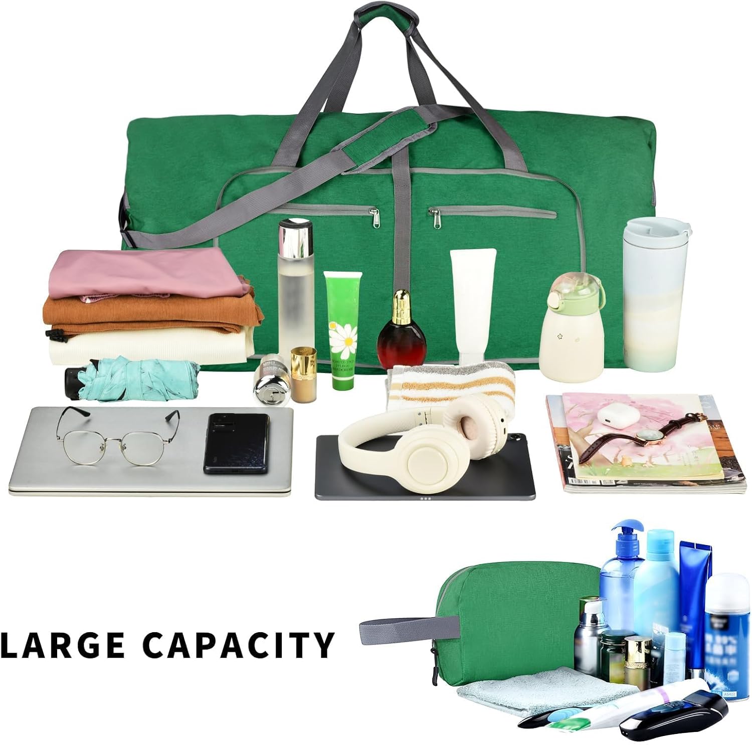 Felipe Varela Duffle Bag with Shoes Compartment and Adjustable Strap,Foldable Travel Duffel Bags for Men Women,Waterproof Duffel Bags - Image 6