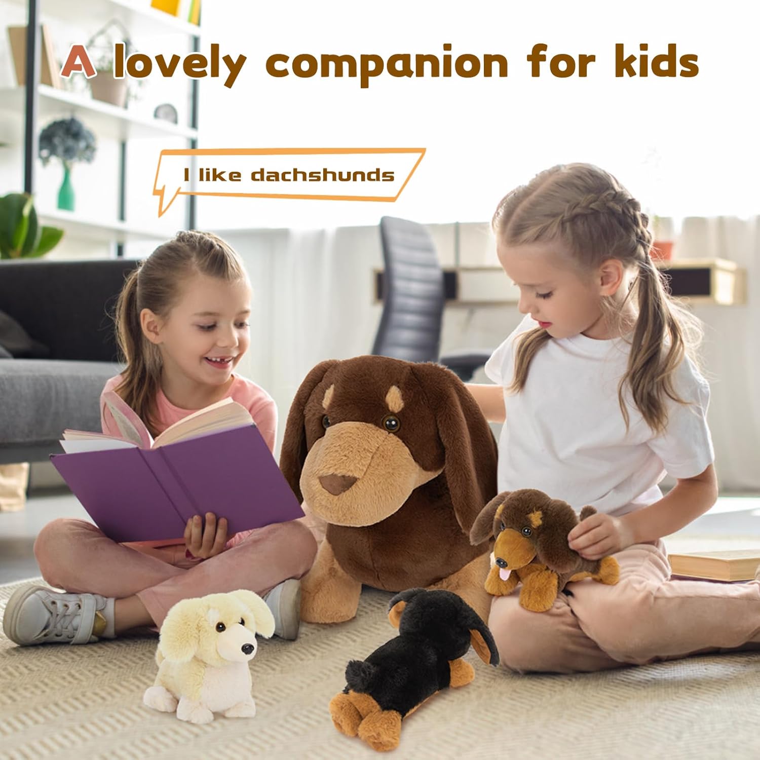 Muiteiur 18" Dog Stuffed Animals, 4-Pack Dachshund Stuffed Animal Set, Cute Wiener Dog Gift for Kids, Boys, Girls
