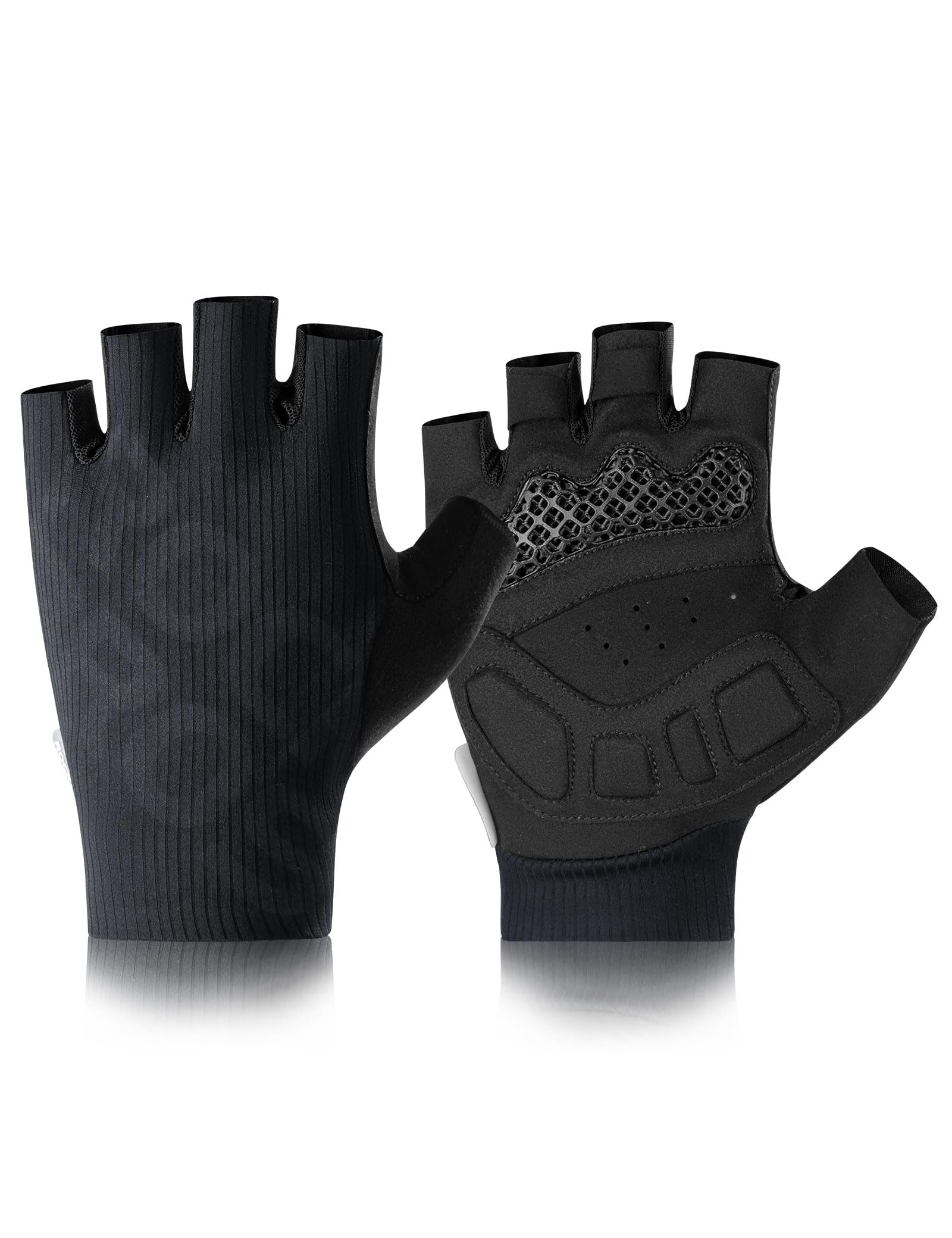 ROCKBROS Guantes de Ciclismo Medio Dedo para Hombres y Mujeres, Guantes Transpirable Antideslizante con Acolchado 3D Amortiguador y Elástico, para Correr Entrenar Carretera y MTB