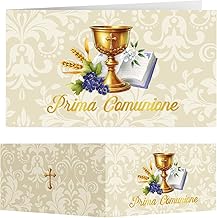 Pack of 50 Communion Boy Girl Party Favours Cards for First Communion Confetti Gold