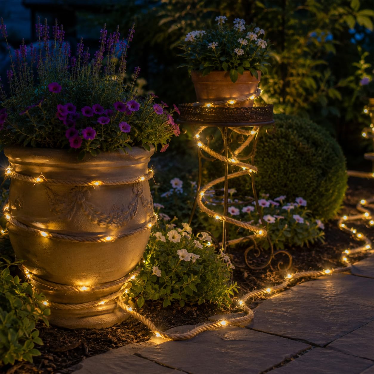 Solar Lichterkette Seil,5M Solar Hanfseil Lichterkett 100 LED(5M100LED)