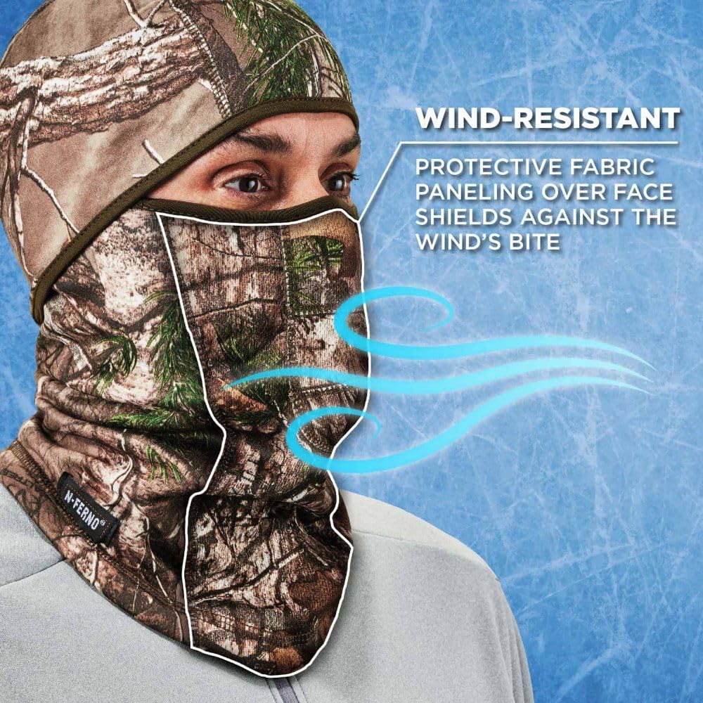 Ergodyne - 16833 N-Ferno 6823 Balaclava Ski Mask, Wind-Resistant Camo Face Mask, Hinged Design to Wear as Neck Gaiter, RealTree Camouflage, One size - Image 3